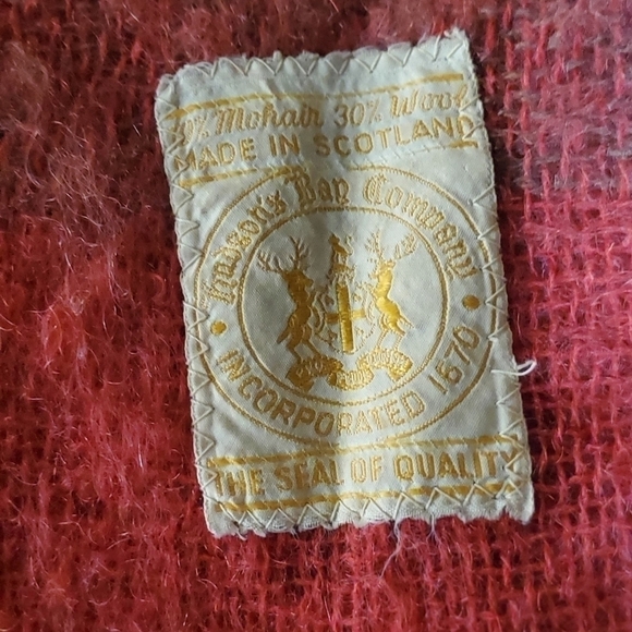 Hudson Bay Co Made in Scotland Vintage Plaid 70/30% Mohair & Wool Fringed Throw - Picture 5 of 5